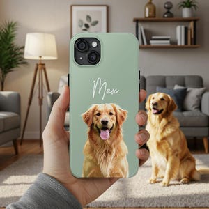 Custom Phone Case, Personalized Pet Photo Phone Case with Name, Custom Dog or Cat Portrait Case, iPhone & Samsung, Gift for Pet Lovers