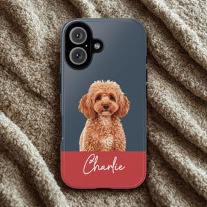 Custom Pet Portrait Tough Phone Case, Personalized Dog or Cat Name Case for iPhone & Samsung Galaxy, Durable Shockproof Gift for Pet Lovers