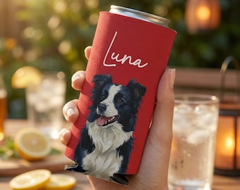Enfriador de latas con retrato de mascota personalizado, aislante de bebida personalizado para perros y gatos