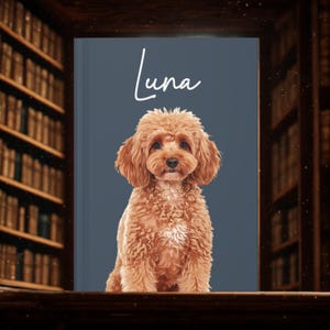 Custom Pet Photo Journal with Name, Personalized Dog Cat Portrait Notebook, Hardcover Matte Journal, Pet Memorial Gift for Writers