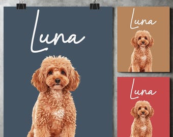 Personalisiertes Haustier Porträt Poster: Personalisierte Hunde & Katzen Gedenkkunst