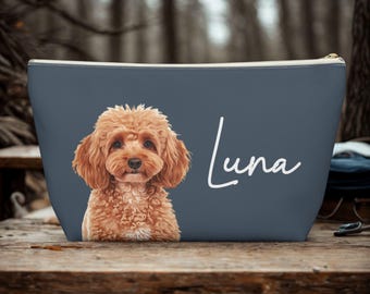 Bolsa de accesorios con retrato de perro personalizado: Bolsa de maquillaje personalizada para mascotas