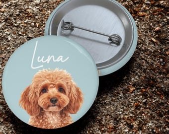 Pin con foto de mascota personalizado: botón de metal con foto de perro o gato personalizado