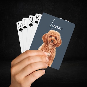 Custom Pet Photo Playing Cards with Name, Personalized Dog Cat Poker Deck, Unique Animal Lover Gift, Pet Portrait Card Game for Game Night