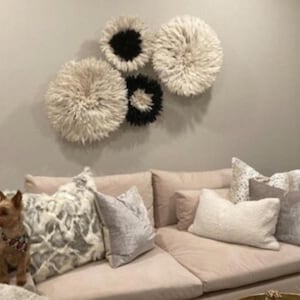 Juju Hat Wall Decor Set: White & Black Feather Art, 4 Piece