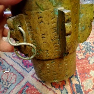 260 Year Old Diaspora Judaica -- Engraved Brass Jewish North African Mortar & Pestle (Meraz)/Shechita Ritual Object
