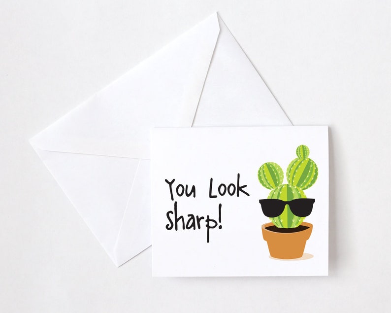 Card for Friend Birthday Card for Friend You Look Sharp Card Just Because Card Card for boyfriend Popular cards on Etsy Cactus image 2