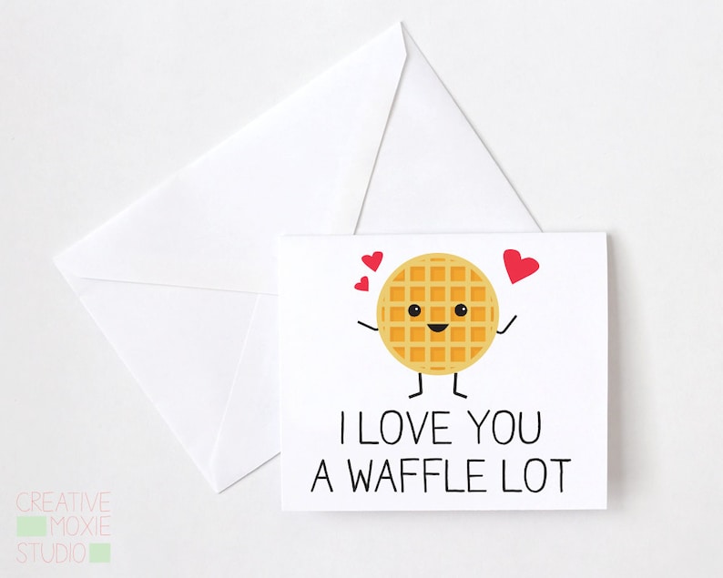 Funny Love Card I Love You Card I Love You A Waffle Lot Card for Him Card for Her Funny Anniversary Card Unique Valentine image 2