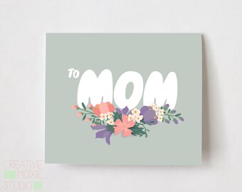Tarjeta floral para el Día de la Madre: Para mamá, hecha a mano