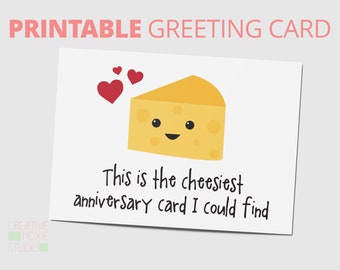 Tarjeta de aniversario más cursi: Tarjeta imprimible divertida (PDF)