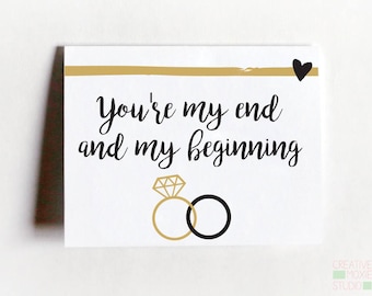 Tarjeta para mi futuro esposo: "Eres mi principio y mi fin" como regalo de boda.
