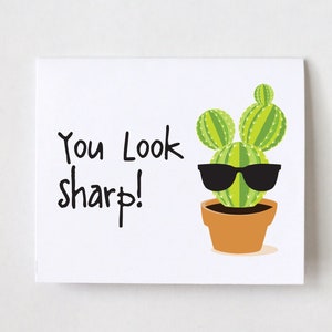 Card for Friend Birthday Card for Friend You Look Sharp Card Just Because Card Card for boyfriend Popular cards on Etsy Cactus image 1