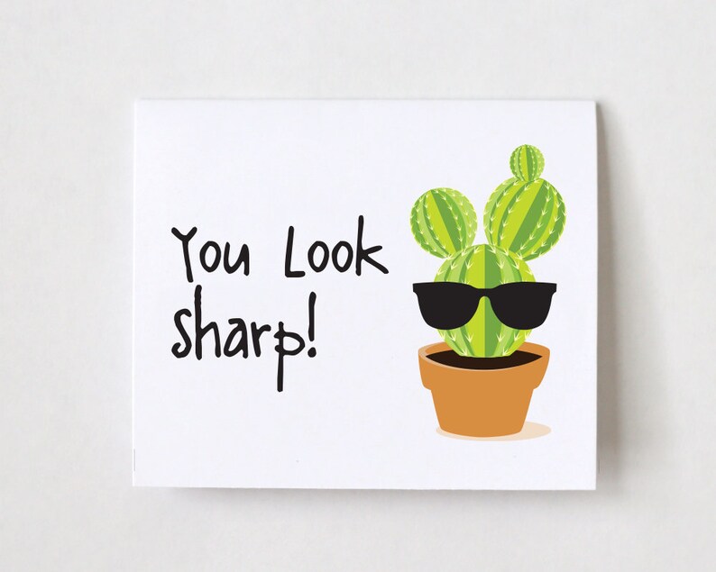 Card for Friend Birthday Card for Friend You Look Sharp Card Just Because Card Card for boyfriend Popular cards on Etsy Cactus image 1