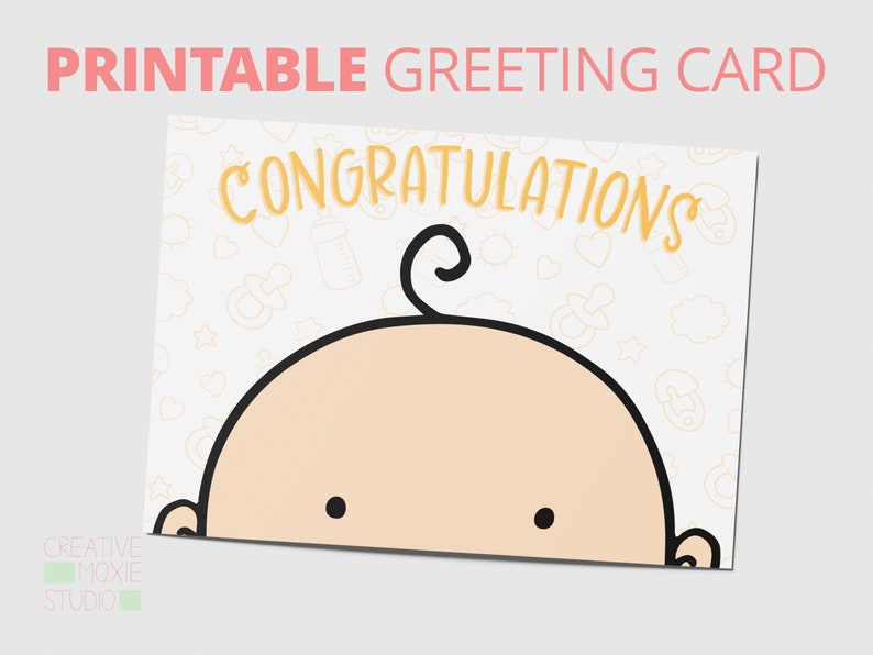 Congratulations baby card New baby card Newborn Card Baby boy card Baby girl card Gender neutral baby card image 1