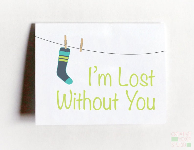 Funny Love Card Funny Missing You Card I'm Lost Without You Card Just Thinking of You image 1