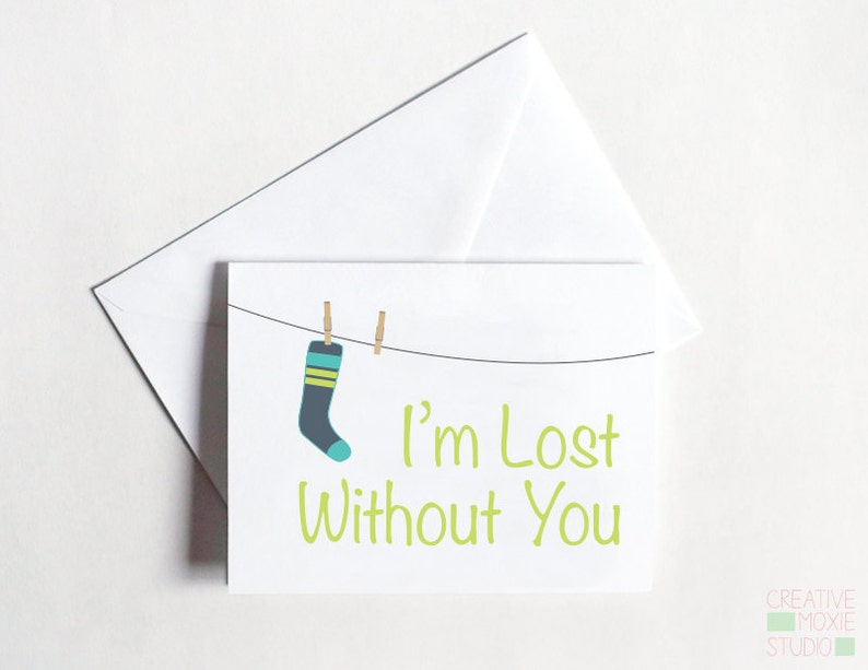 Funny Love Card Funny Missing You Card I'm Lost Without You Card Just Thinking of You image 2