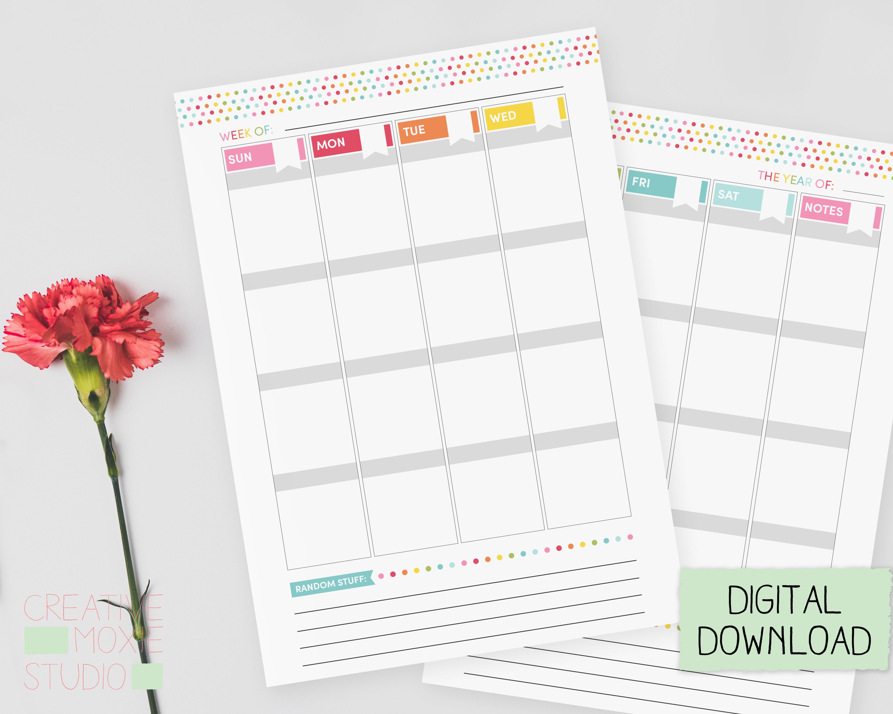 weekly schedule printable weekly calendar print at home etsy