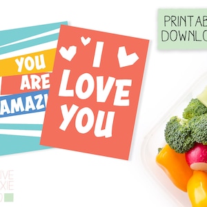 Notes de boîte à lunch imprimables - Note de boîte à lunch pour enfants - Cartes d'affirmation positive pour enfants - Cartes d'affirmation de motivation positive