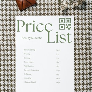 Price list, Digital price list, custom price list, personalised price list, simple price list, price list design, business price list