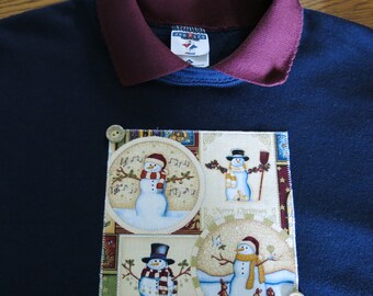 X Large Navy Sweatshirt with a Snowmen Applique