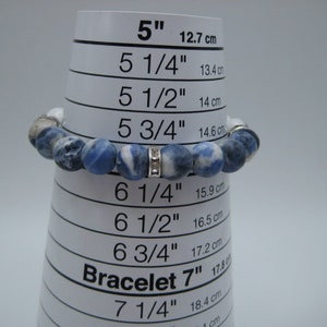 Blue, White & Gray Gemstone Beaded Bracelet / Gemstone Jewelry / OOAK Gemstone Bracelet image 4