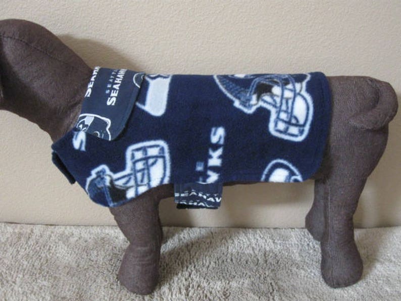 Football Themed Fleece Lined Dog Coat / Flannel Lined / 10 back image 2