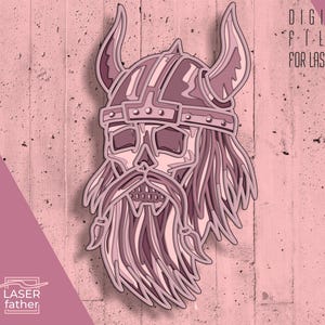 Viking Skull svg ai cdr dwg eps Formats for Download, 3D Layered Projects, Laser Ready Files, Wooden Cutouts, Cricut, Xtool, CNC, Glowforge