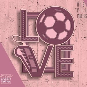 Archivos de fútbol SVG, AI, CDR, DWG y EPS para descargar, diseño para amantes del fútbol, manualidades multicapa, corte láser de papel, patrones Glowforge, proyectos CNC