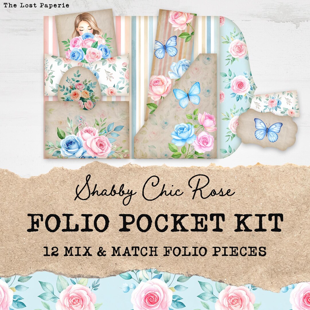Shabby Chic Rose Junk Journal Folio Kit | 12 Rose Journal Printables ...