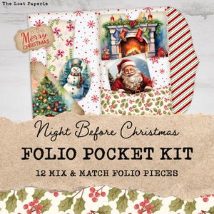 Night Before Christmas Junk Journal Folio Kit | 12 Christmas Journal Printables, Cards, Ephemera, Paper Craft | Vintage Junk Journal Kit
