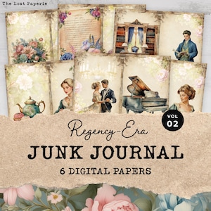 Pagine di diario di scarto dell'era Regency stampabili Vol. 2 / Diario di scarto vintage di Jane Austen, pagine per scrapbooking, lavori di carta, carta digitale antica