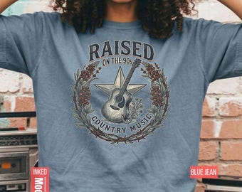 Criado en los 90 / Camiseta retro de música country con efecto desgastado / Regalo nostálgico