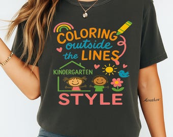 Camiseta colorida para maestra de jardín de infantes: Camiseta de regreso a clases