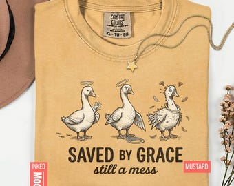 Salvada por la gracia, pero aún un desastre, camiseta cristiana divertida, camiseta de fe para mujer, camiseta de humor religioso