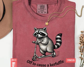 Camiseta de mapache en patinete para armar un alboroto / camiseta sarcástica y divertida de animales