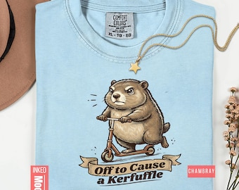 Camiseta de marmota en patinete para armar un alboroto / camiseta divertida y sarcástica de animales