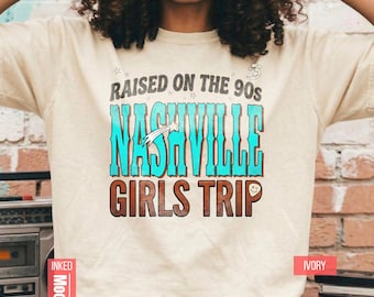 Criada en los 90 Nashville / Camiseta de despedida de soltera estilo vaquera del oeste / Viaje retro de chicas