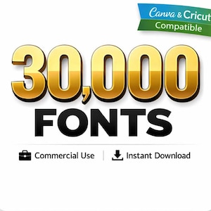 Pacote com 30.000 fontes para designers – Uso comercial, compatível com Canva e Cricut