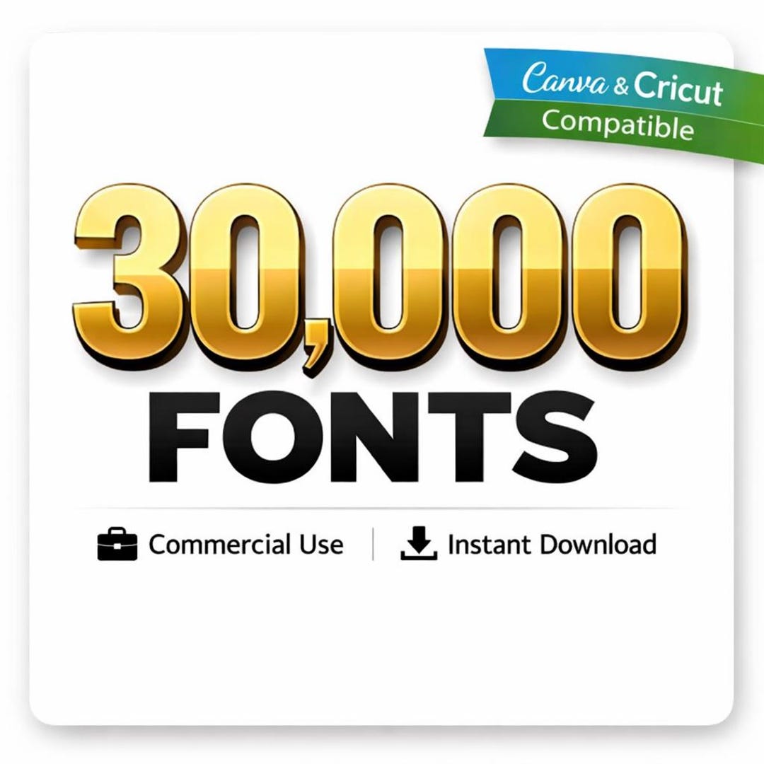 Compatible Font 30000 Fonts Bundle for Designers – Commercial Use, Canva & Cricut ...
