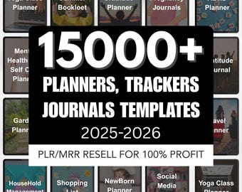 Canva Template Bundle: 300+ PLR Planners, Journals, Trackers (MRR)