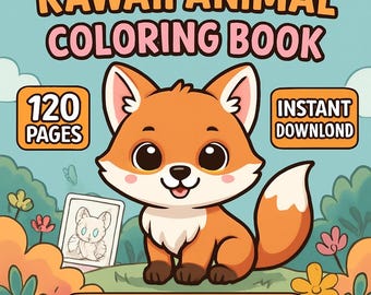Kawaii Animal Coloring Book for Kids: 120 Printable Pages (PDF Download