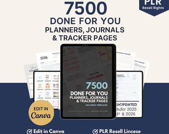 7500+ Canva Templates Bundle: PLR Planners, Journals, Trackers (Digital Download)