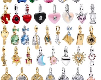 Bracelet 14K Gold Plated/Silver Charms - Heart, Butterfly Tulip Bridgerton Charms - Bracelet Dangle Charms - Compatible Charms