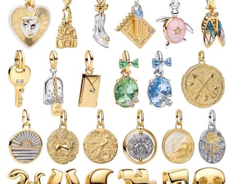 Bracelet 14K Gold Plated/Silver Charms - Heart, Butterfly Tulip Bridgerton Charms - Bracelet Dangle Charms - Compatible Charms