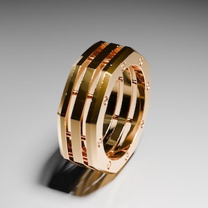 Unisex Octagonal Screw Ring STL File for 3D Printing – Industrial Style