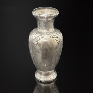 Small Silver Flower Vase – Antique French Art Nouveau Table Decor with Minerva 950 Hallmark – 3.94 inches Tall