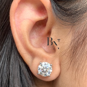 3.00 CT Stud Earrings 14k Gold | 1, 2, 3 Carat Solitaire Studs | 4 Prong Screw Back | Classic Everyday Jewelry | Anniversary Gift