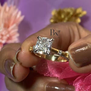 2 Carat Cushion Lab Grown D VVS2 Diamond Ring / 2 CT Cushion Diamond Engagement Ring / Dainty Ring / 14k Gold Cushion Cut Diamond Ring