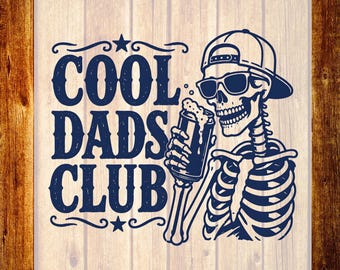 Transferencia CoolDads Club DTF, diseño de camiseta de papá sarcástico, esqueleto retro listo para imprimir