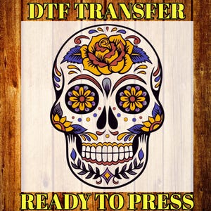 Floral Skull DTF Transfer: Smiling Skeleton Heat Transfer